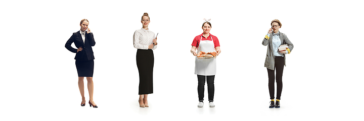 Image showing Group of people with different professions isolated on white studio background, horizontal