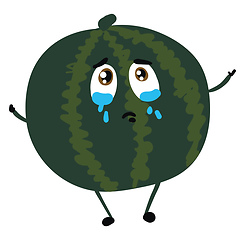 Image showing Image of crying watermelon, vector or color illustration.