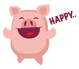 Image showing Piggy is happy, illustration, vector on white background.