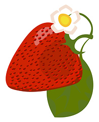 Image showing Clipart of a charming red strawberry and a jasmine flower with a