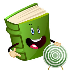 Image showing Green book holding a target, illustration, vector on white backg