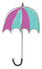 Image showing Clipart of an appealing folded colorful umbrella that stands upr