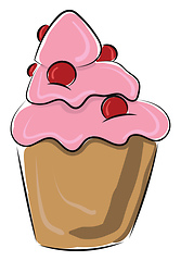 Image showing Image of cherry cake, vector or color illustration.