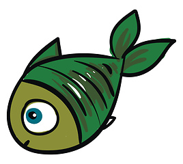 Image showing Green fish, vector or color illustration.