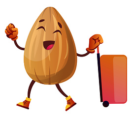 Image showing Almond is ready for travelling, illustration, vector on white ba
