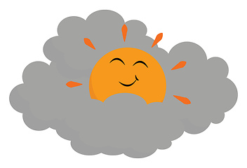 Image showing Sun with clouds, vector or color illustration.