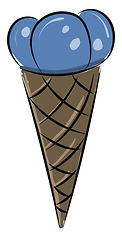 Image showing Image of blue ice cream - cone ice cream, vector or color illust