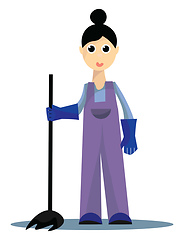 Image showing Image of cleaning woman, vector or color illustration.