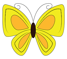 Image showing Clipart of a yellow-colored butterfly, vector or color illustrat