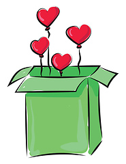 Image showing Image of box of balloons -heart-shaped , vector or color illustr