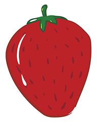 Image showing A charming red strawberry with a white exclamation mark, vector 