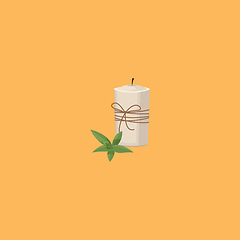 Image showing Image of candle with leaf, vector or color illustration.