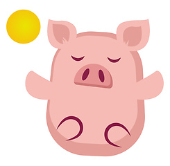 Image showing Piggy is meditating, illustration, vector on white background.