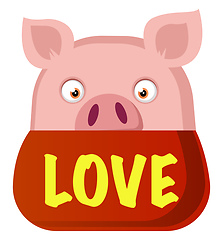 Image showing Piggy in love, illustration, vector on white background.