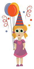 Image showing Image of birthday girl, vector or color illustration.