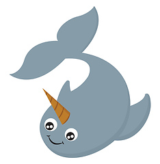 Image showing Narwhal, vector or color illustration.