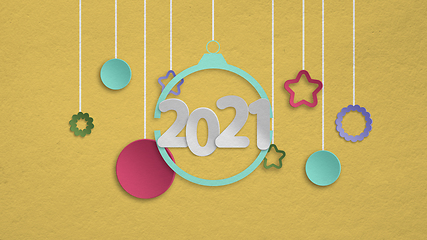 Image showing Greeting flyer for ad. Concept of Christmas, 2021 New Year\'s, winter mood, holidays. Copyspace, postcard.