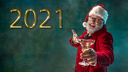 Image showing Greeting flyer for ad. Concept of Christmas, 2021 New Year\'s, winter mood, holidays. Copyspace, postcard.
