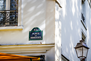 Image showing Place des Abbesses street sign, Paris, France