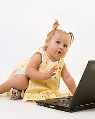 Image showing Baby on laptop