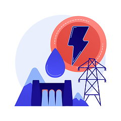 Image showing Hydroelectric power station, water mass energy using, dam and reservoir vector concept metaphor.