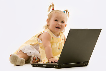 Image showing Baby on laptop