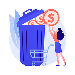 Image showing Money waste vector concept metaphor