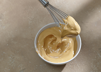 Image showing bowl of whipped instant coffee with sugar and water