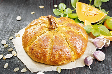 Image showing Bread pumpkin on a board