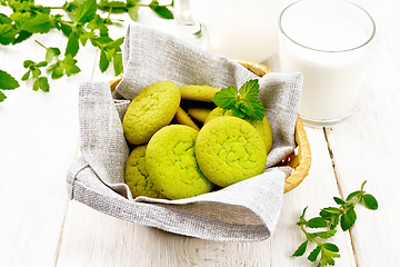 Image showing Cookies mint in basket on white board