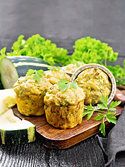 Image showing Cupcake with cheese and zucchini on table