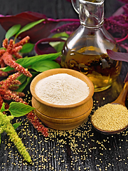 Image showing Flour amaranth in bowl and oil on board