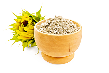 Image showing Flour sunflower in bowl with flower