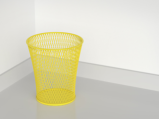 Image showing Yellow wastepaper basket