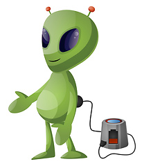 Image showing Charging alien, illustration, vector on white background.