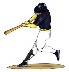 Image showing Baseball player swings the bat, illustration, vector on white ba