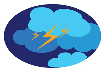 Image showing A landscape of the lightning and thunder on a rainy day, vector 
