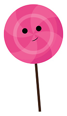 Image showing Pink color lollipop with smiley with black stick, vector or colo