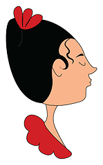 Image showing  A color illustration of a woman with red dress, vector or color