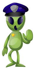 Image showing Alien police, illustration, vector on white background.