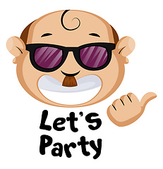 Image showing Funny human emoji with let\'s party sign, illustration, vector on