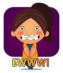 Image showing Girl with brown ponytail says ewww, illustration, vector on whit