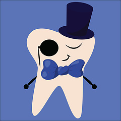 Image showing Tooth with bow, vector or color illustration.