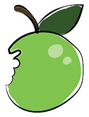Image showing Image of apple partially eaten, vector or color illustration.
