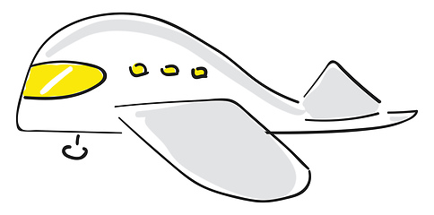 Image showing Painting of a white airplane/Air transport, vector or color illu