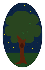 Image showing Night tree, vector or color illustration.