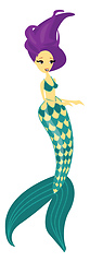 Image showing Blue-tailed bra wearing scary woman mermaid, vector or color ill