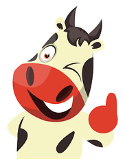 Image showing Cow is feeling positive, illustration, vector on white backgroun