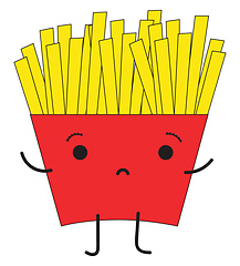 Image showing Sad fries, vector or color illustration.