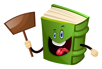 Image showing Green book holding a shovel, illustration, vector on white backg